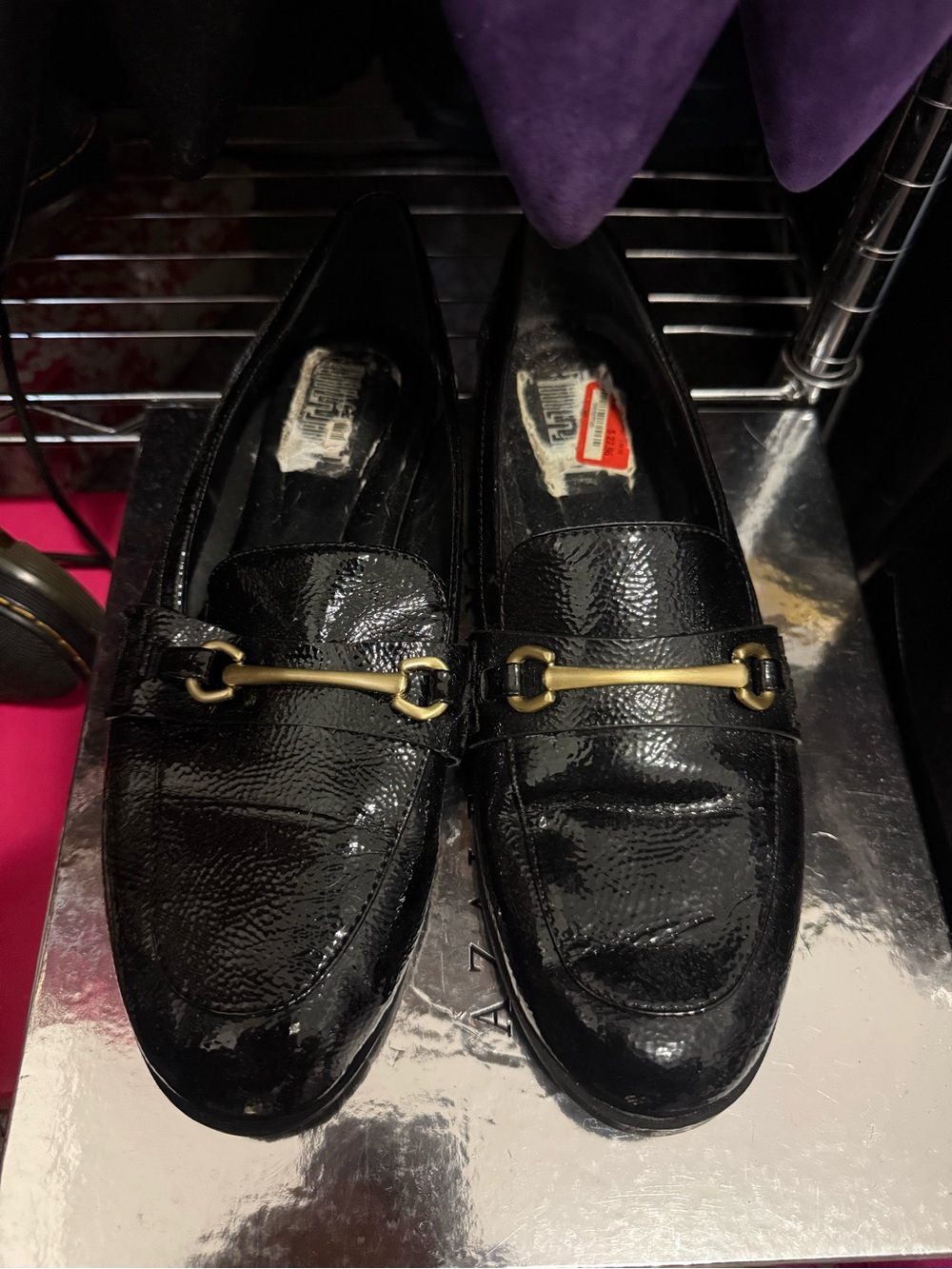 Kenneth Cole Reaction Black Patent Leather Bit Loafers